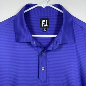 FJ FootJoy Men's Purple Striped Golf Polo Shirt XL Polyester Spandex